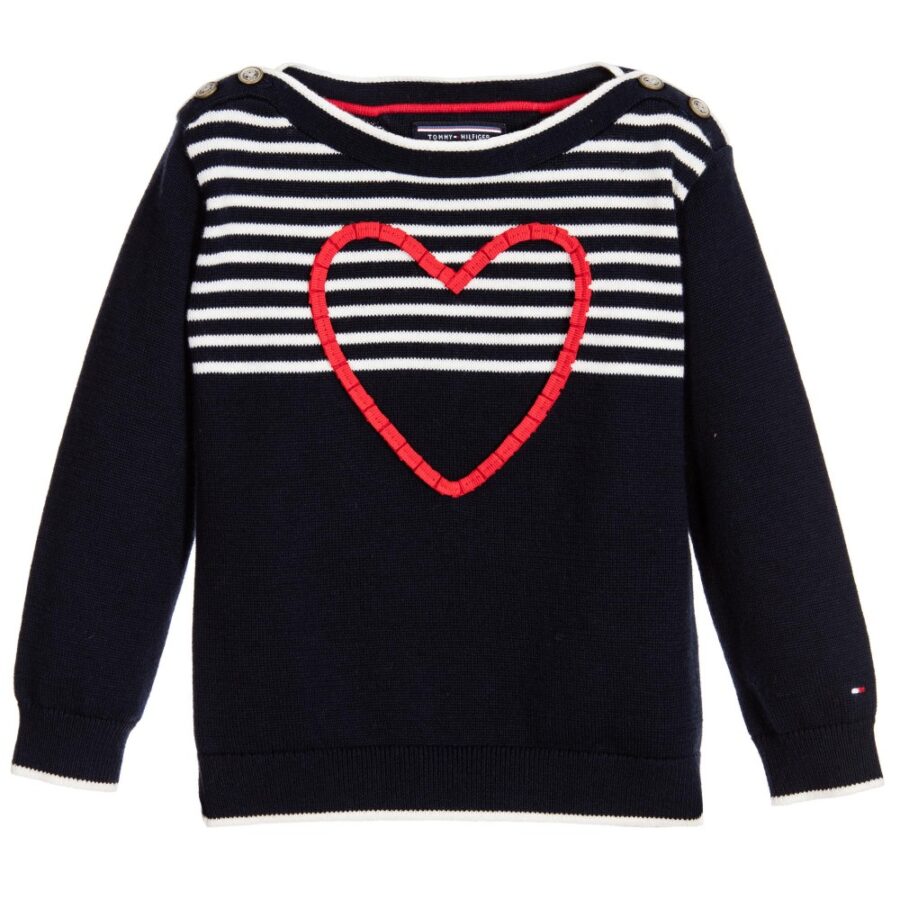 tommy hilfiger girls blue knitted sweater with heart applique 135674 63c2945935c388e5f5bff20ccb127462806f2bf0