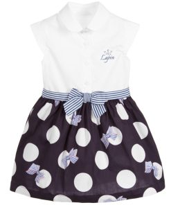 lapin house girls white shirt dress with spotted blue skirt 165423 52fb3a44732282ba3b4c6820254560e7f21e798b