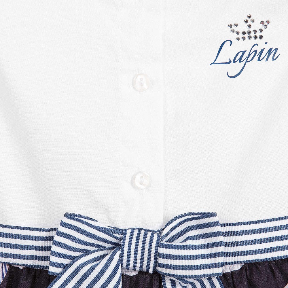 lapin house girls white shirt dress with spotted blue skirt 165423 5b779a346878d1db2beab5b84b0a283703e66551