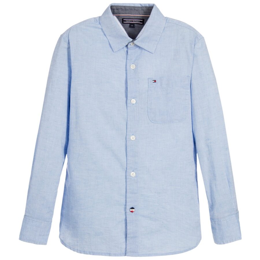 tommy hilfiger boys blue chambray linen shirt 155953 4458d04a2a8f6096bf7705917a703c6429f5cef1
