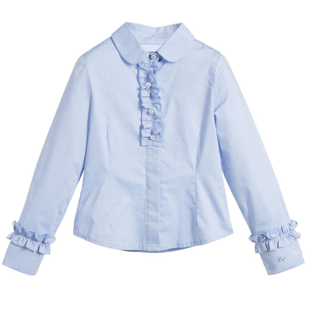 lapin house girls blue frilled blouse 187840 f69223baf53f6be6ea4f3786e81ab29bf2e7b609