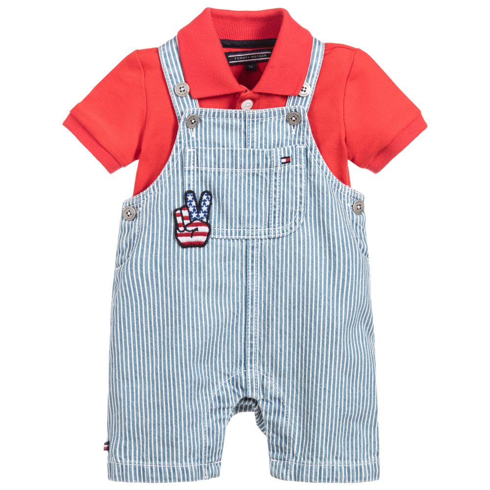 tommy hilfiger baby striped dungarees set 196342 675aa47d9fef843645e1bc074f6fc1faacbef445