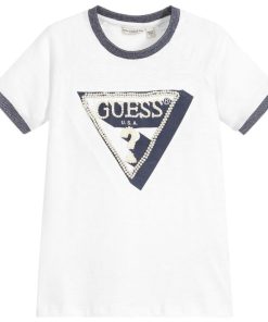 guess white t shirt with pearl logo 272385 4355d1cb0eec533c25512c05ee5d9097c34ad6b6