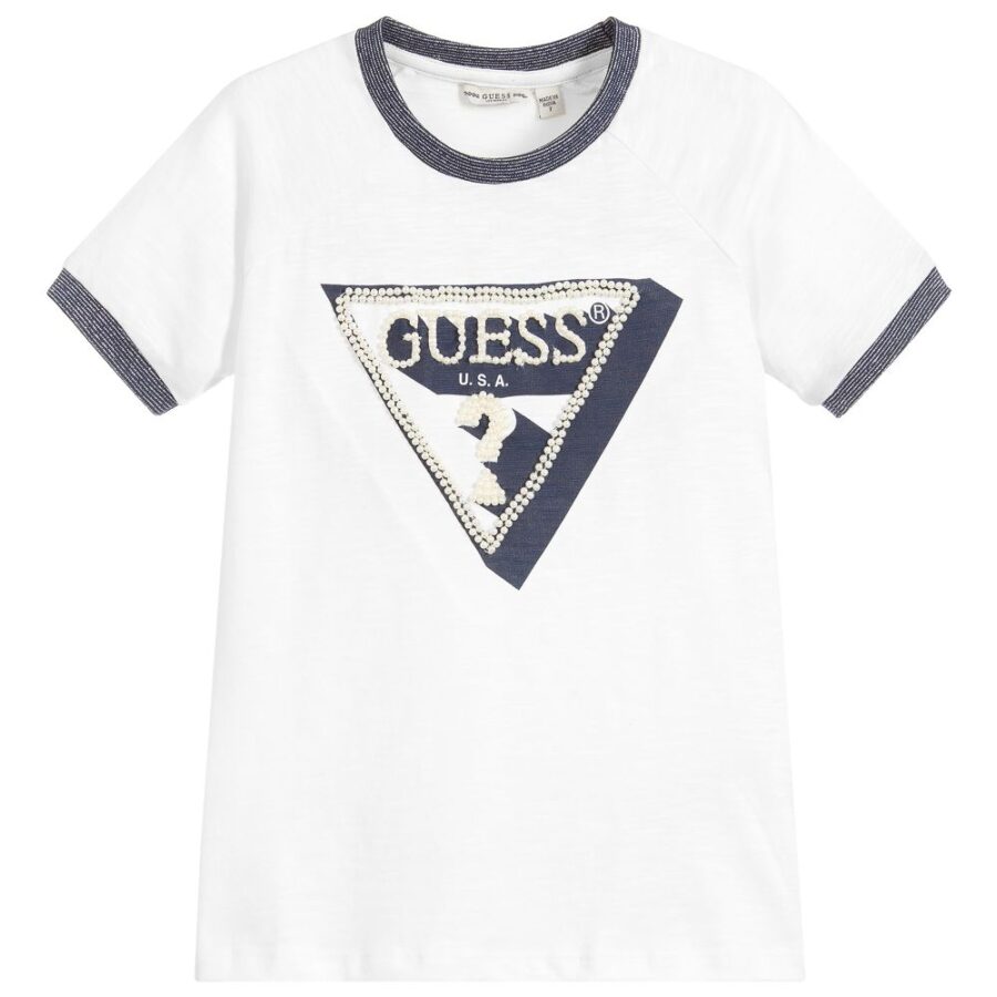 guess white t shirt with pearl logo 272385 4355d1cb0eec533c25512c05ee5d9097c34ad6b6