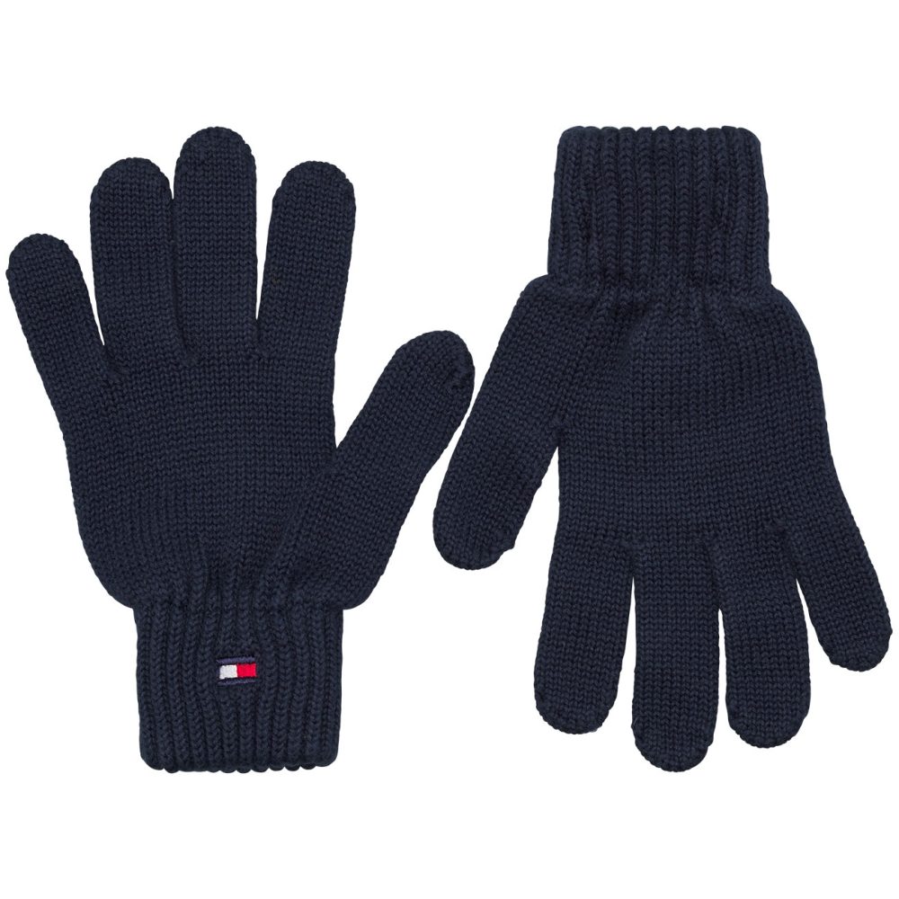 tommy hilfiger flag knit gloves handsker vanter twilight navy au0au01023 c87 1 p