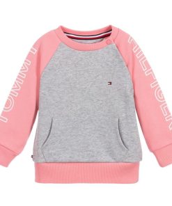 tommy hilfiger pink grey logo sweatshirt 324010 6047249af6f3109c3543db6b2cfce37ea1eae7bb