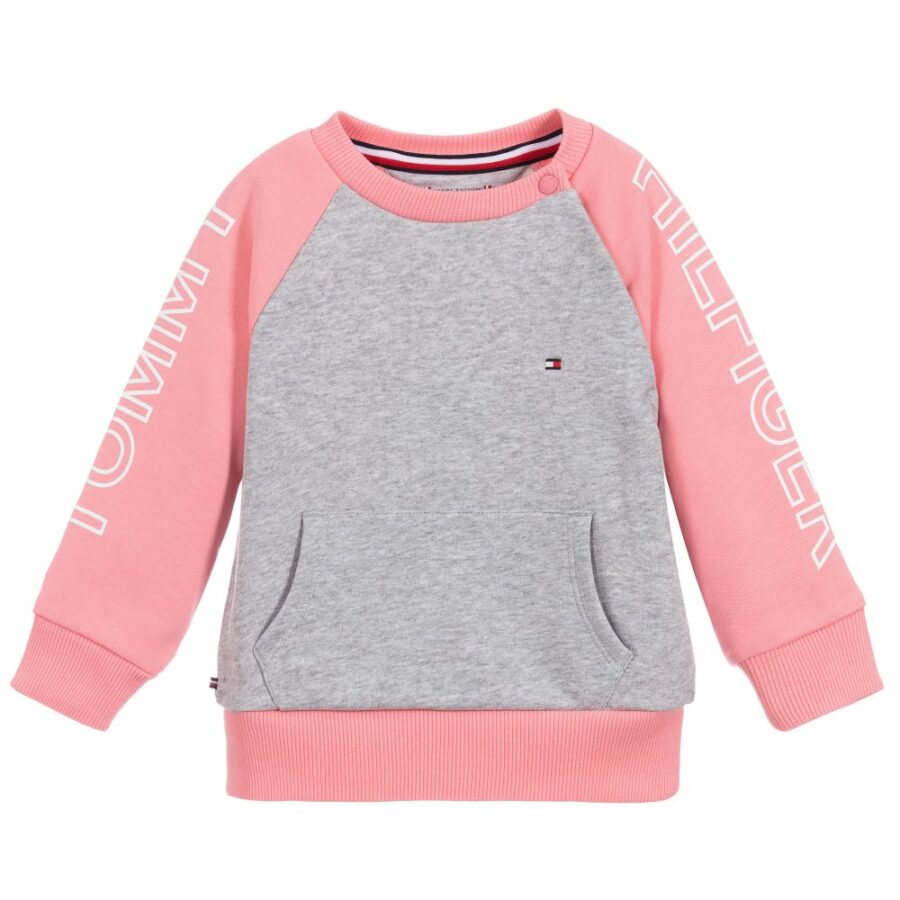 tommy hilfiger pink grey logo sweatshirt 324010 6047249af6f3109c3543db6b2cfce37ea1eae7bb