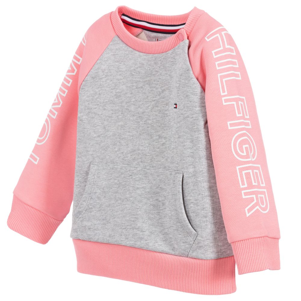 tommy hilfiger pink grey logo sweatshirt 324010 66712cb3925ca6343389e6bc3e67fdc6583b77f7