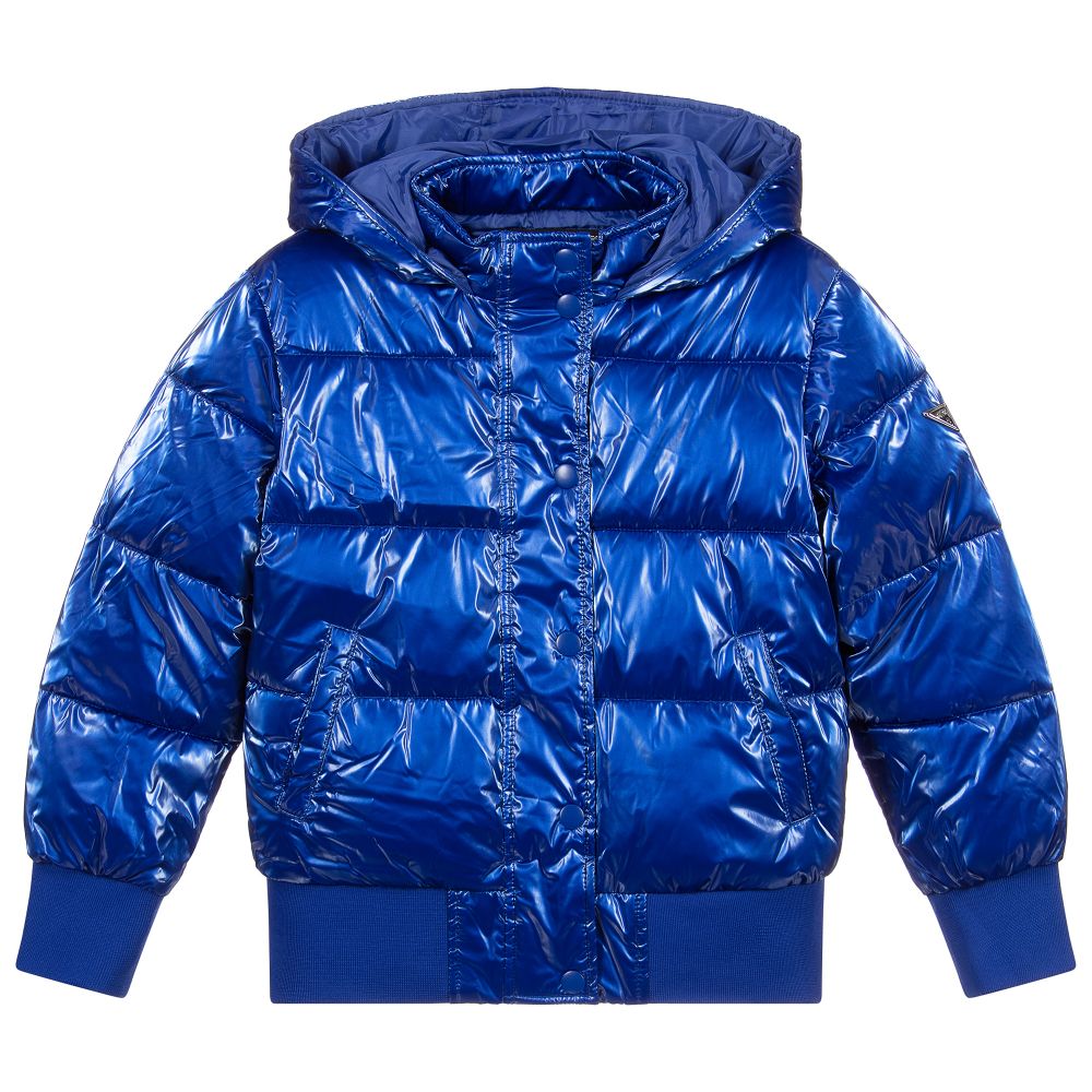 guess metallic blue puffer jacket 342042 32816d22fcfee561a6e20284fbd1c8232f31f558